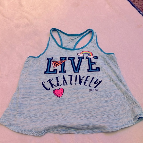 Blue/Teal Justice tank top (Live, Love, Creatively) - Picture 1 of 5